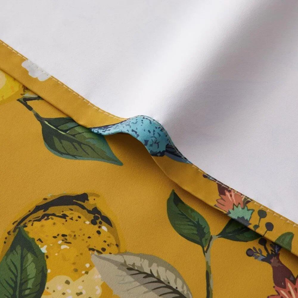 Floral Lemon Hummingbird Curtains Patterned Waverly Mid-Century Style